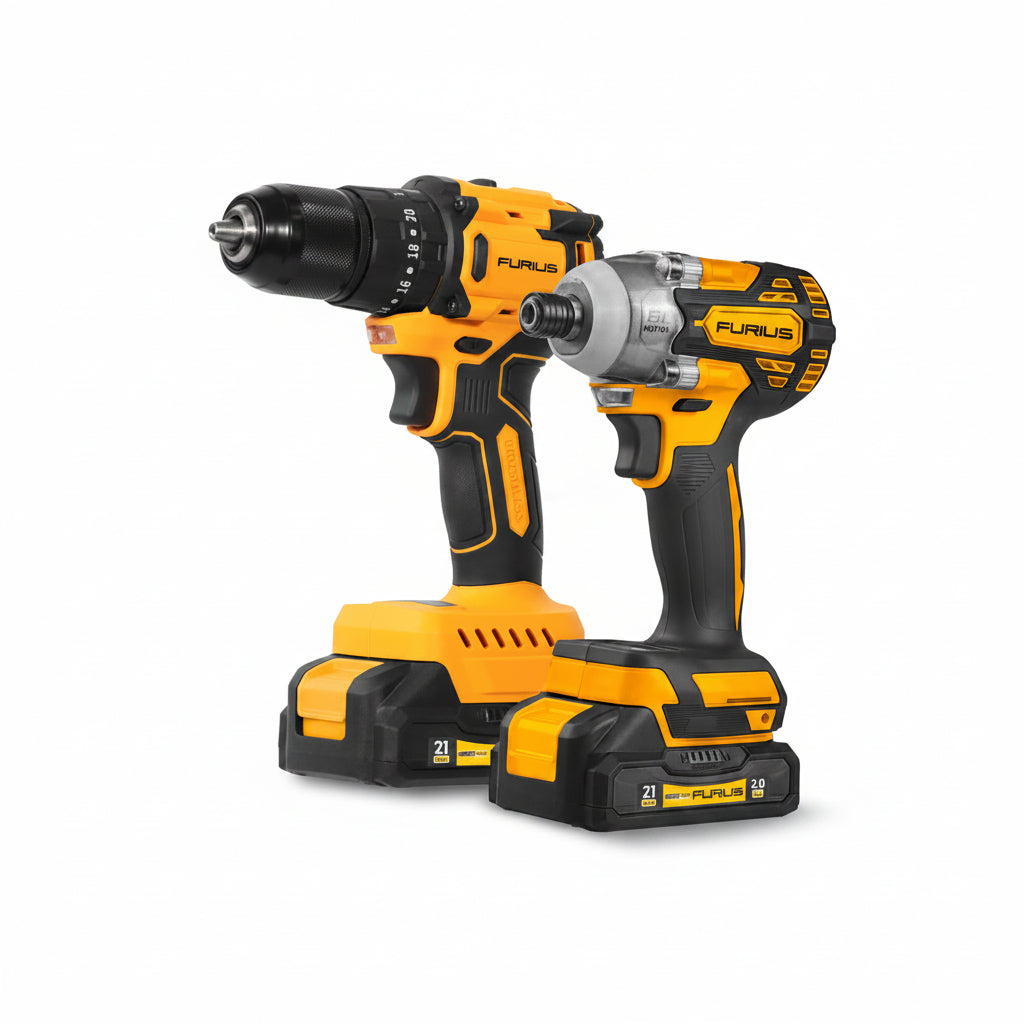KIT TALADRO DE IMPACTO + ATORNILLADOR DE IMPACTO INALAMBRICO BRUSHLESS 21V