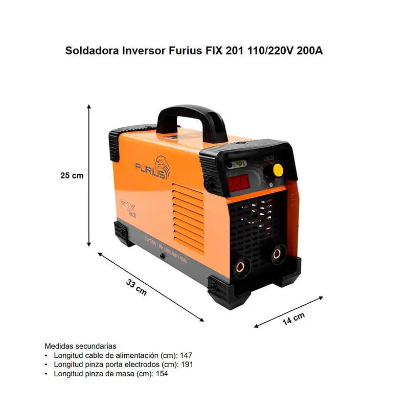 Soldadora Inversor Furius FIX 201 110/220V 200A